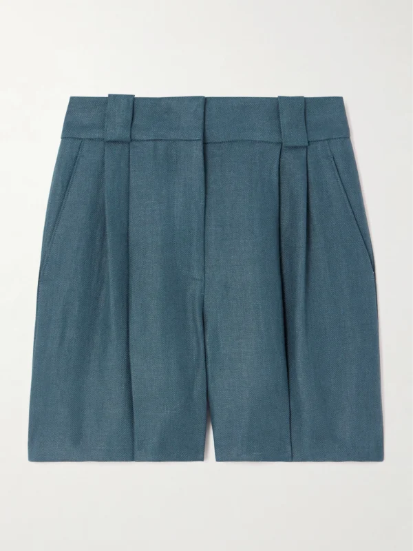 BLAZÉ Milano Clarity Pleated Herringbone Linen Shorts