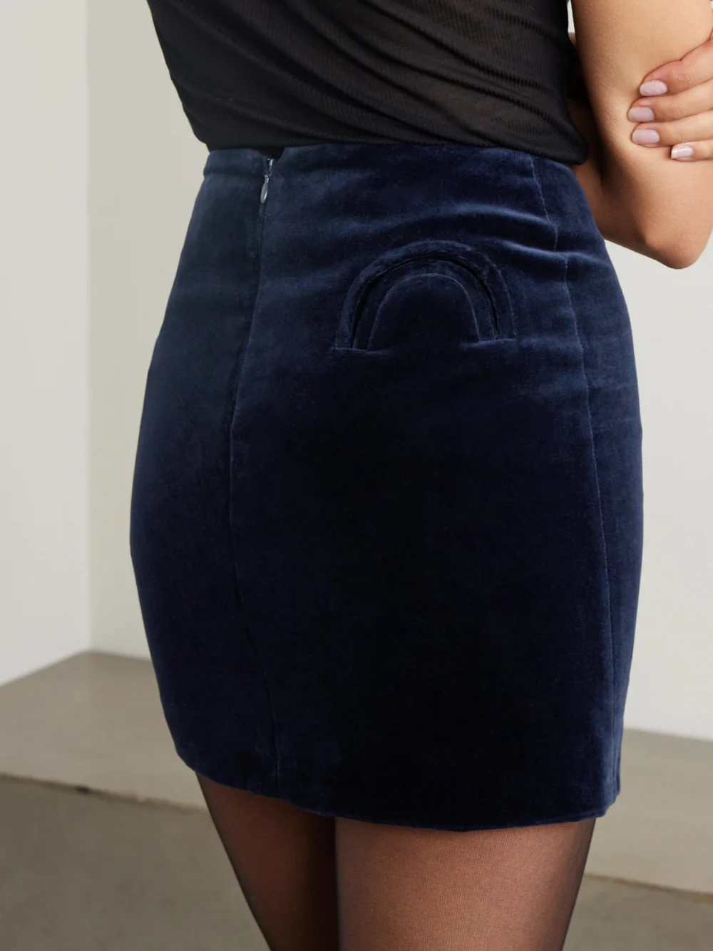 Back view of the BLAZÉ Milano Coci Cotton-velvet Mini Skirt