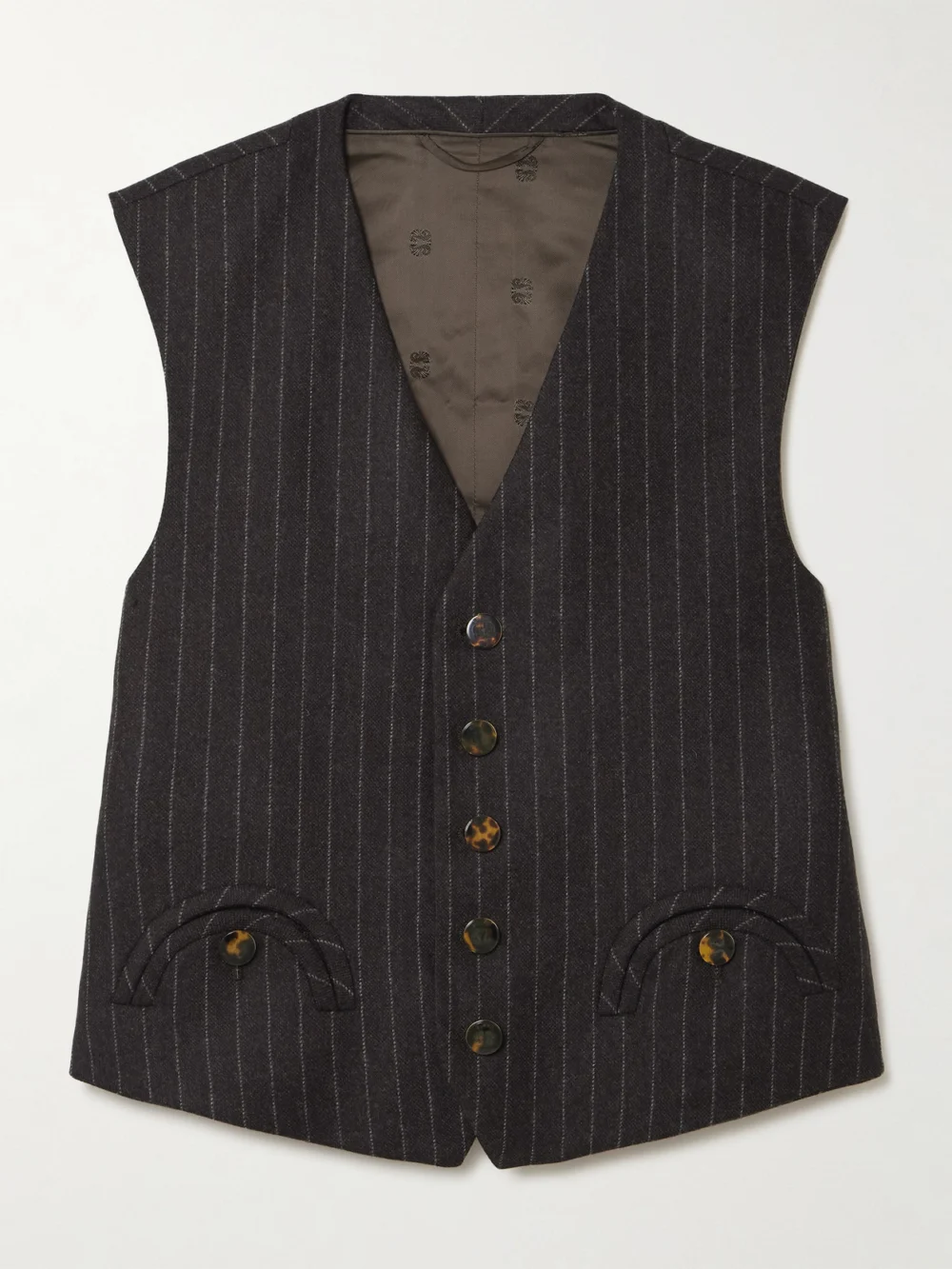 BLAZÉ Milano Feral Pinstriped Wool and Cashmere-blend Vest in dark brown