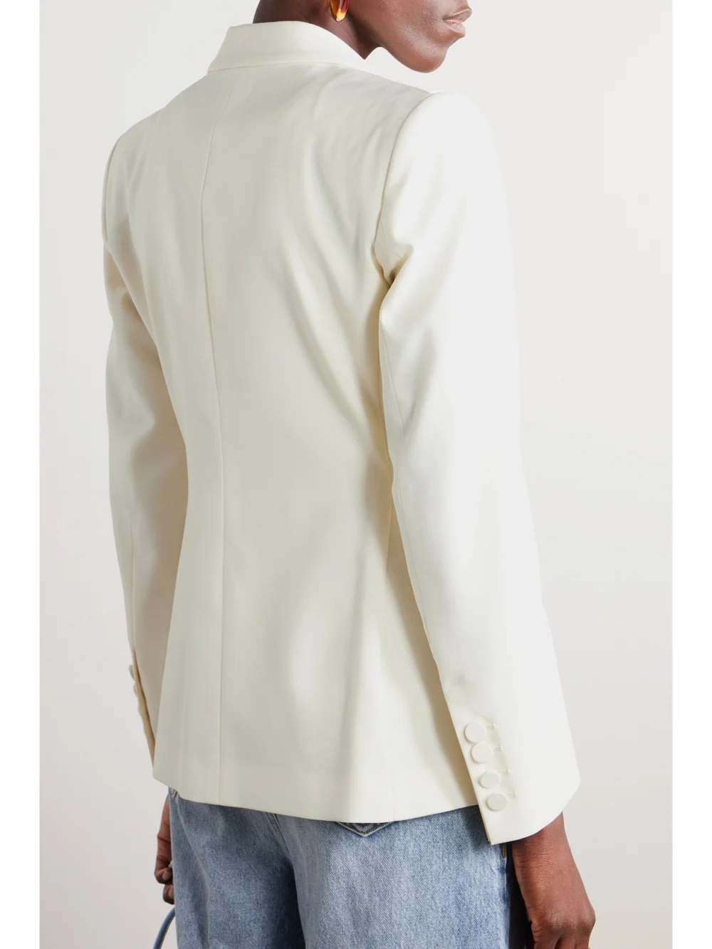 Back view of the BLAZÉ Milano First Class Charmer Double-breasted Silk-trimmed Wool Blazer