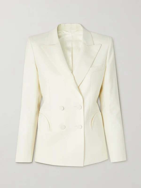 BLAZÉ Milano First Class Charmer Double-breasted Silk-trimmed Wool Blazer