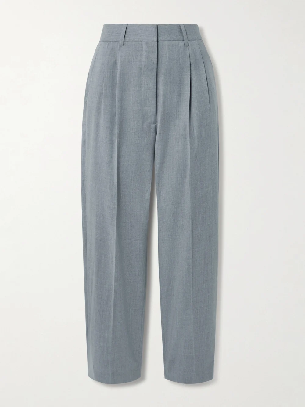 BLAZÉ Milano Fox Pleated Wool-twill Straight-leg Pants in light gray