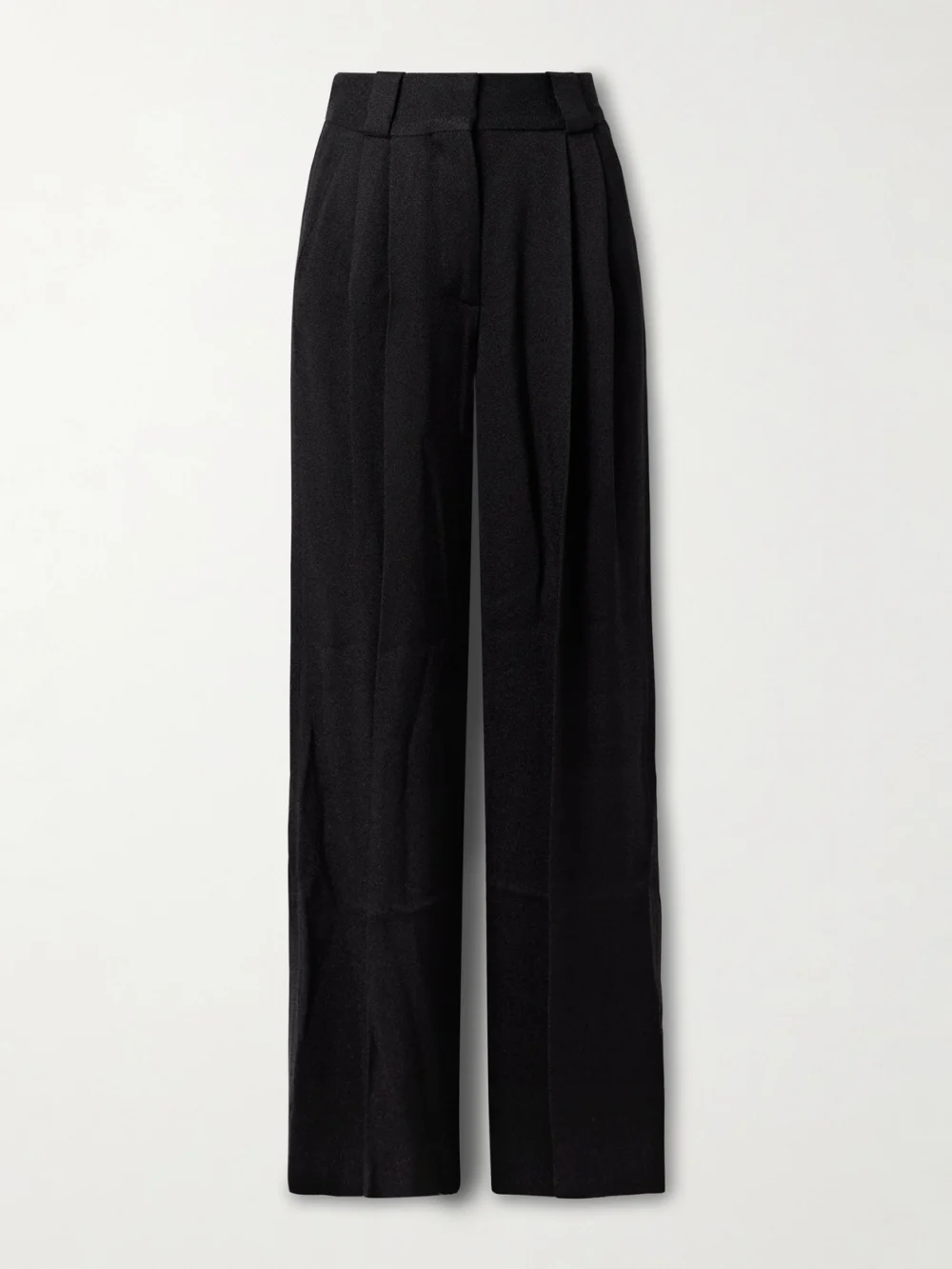 BLAZÉ Milano Husi Pleated Crepe Straight-leg Pants in black