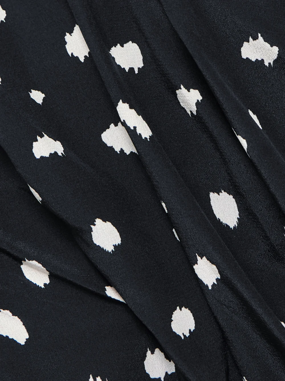Close-up detail of the BLAZÉ Milano Mariquita Reef One-shoulder Gathered Printed Silk Crepe De Chine Top