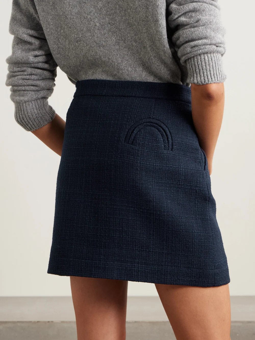 Back view of the BLAZÉ Milano Missy Appaloosa Cotton-blend Tweed Mini Skirt