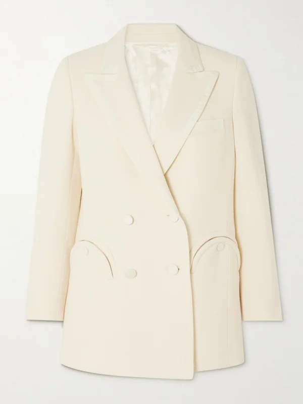 BLAZÉ Milano Resolute Everyday Double-breasted Silk Twill-trimmed Wool-crepe Blazer