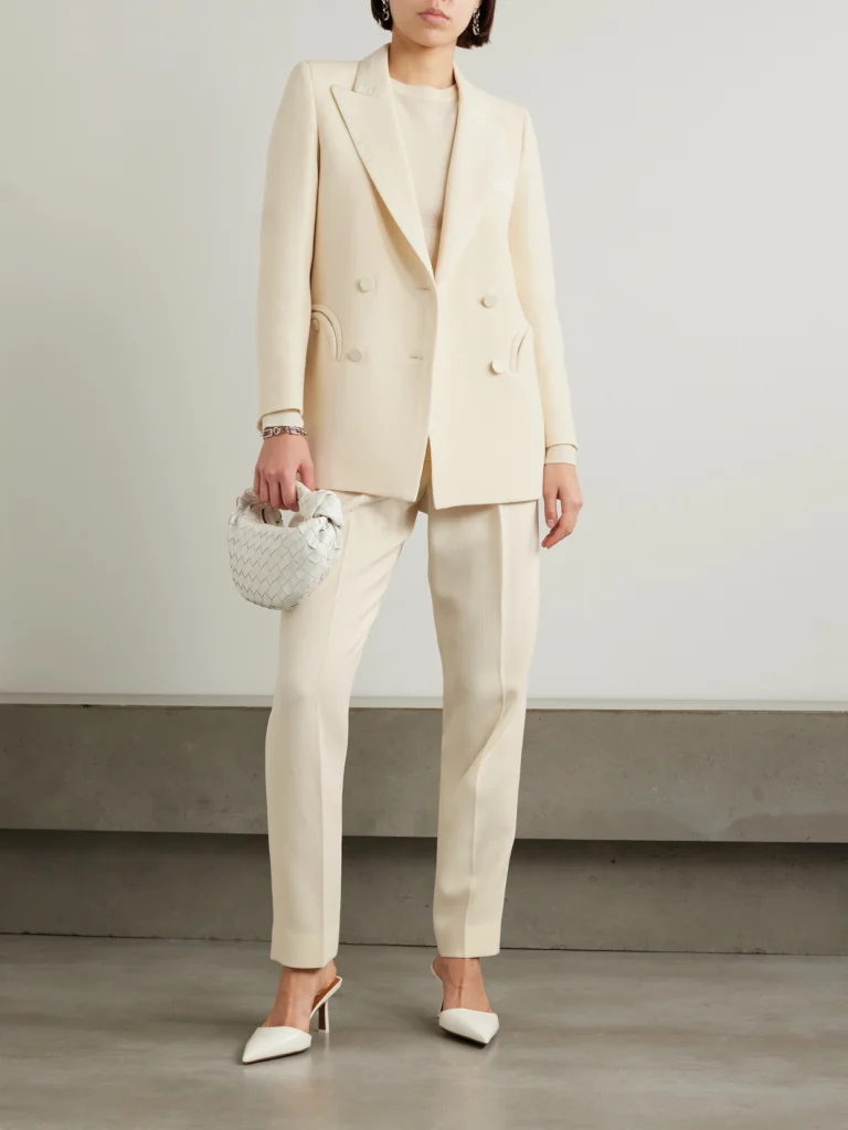 BLAZÉ Milano Resolute Everyday Double-breasted Silk Twill-trimmed Wool-crepe Blazer