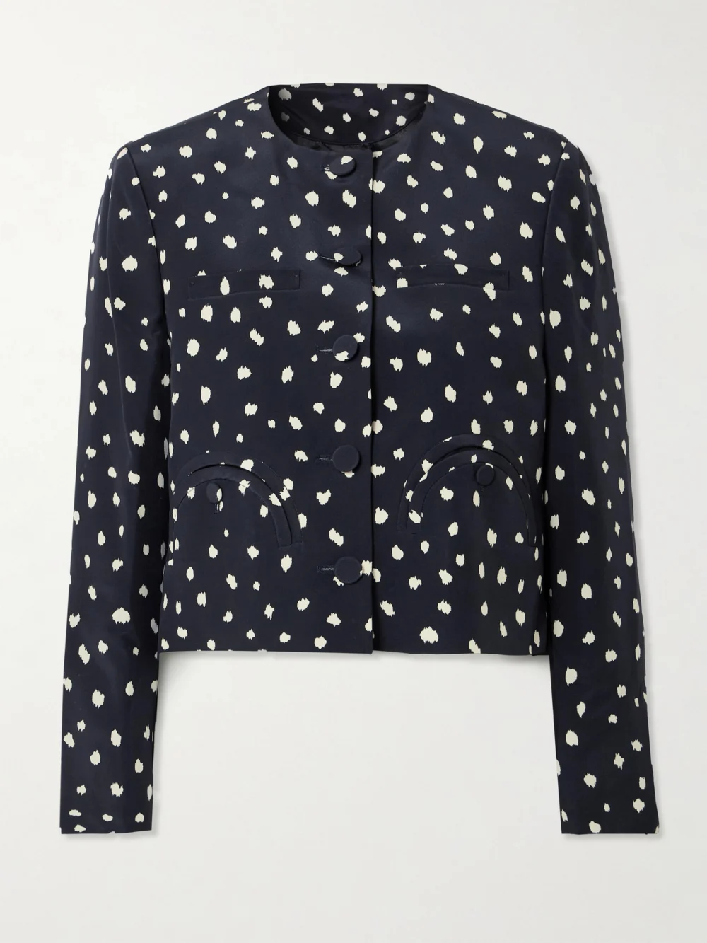 BLAZÉ Milano Shamo Polka-dot Silk Jacket in navy