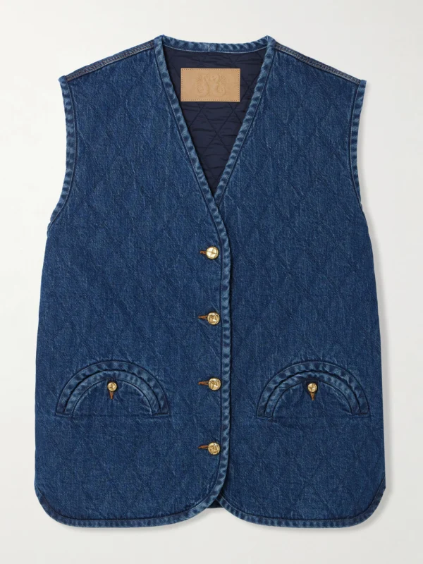 BLAZÉ Milano Suffolk Padded Quilted Denim Vest
