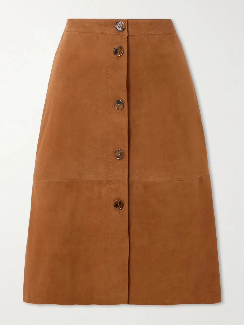 BLAZÉ Milano Viva Appaloosa Paneled Suede Midi Skirt in brown