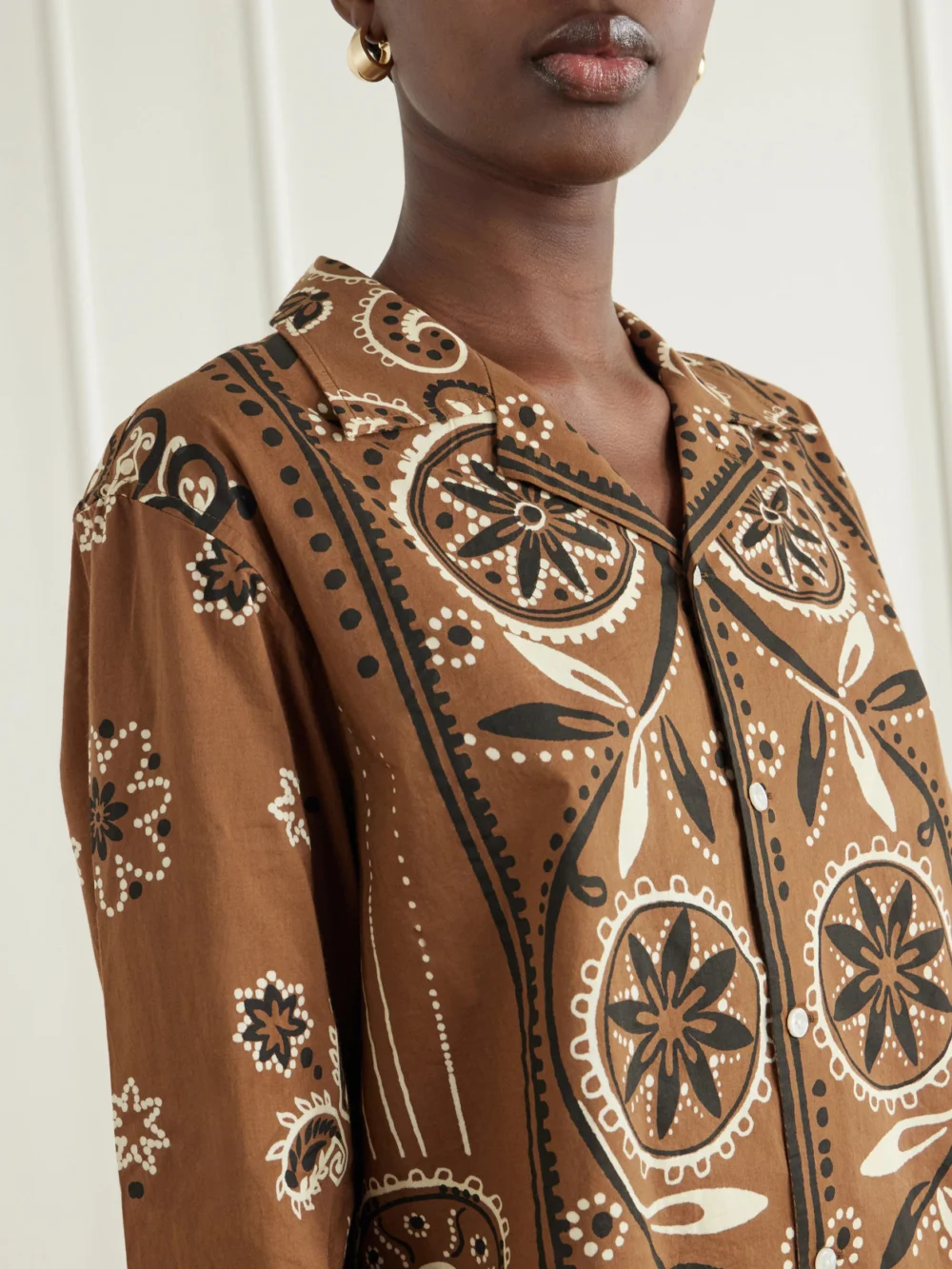 Close-up detail of the Bode Bandana Paisley-print Cotton Shirt