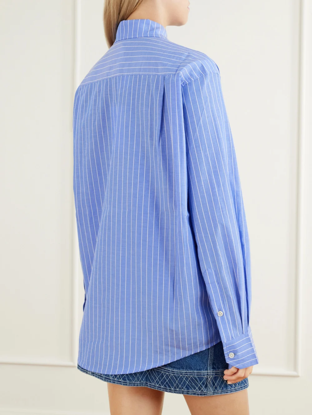 Back view of the Bode Bluebell Striped Cotton-poplin Shirt