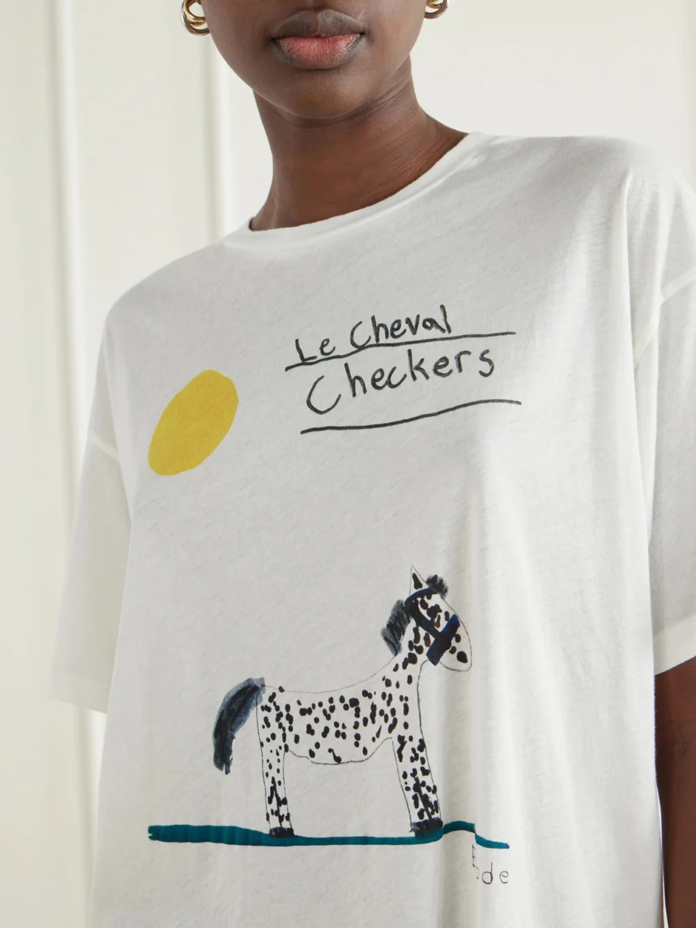 Close-up detail of the Bode Cheval Printed Cotton-jersey T-shirt