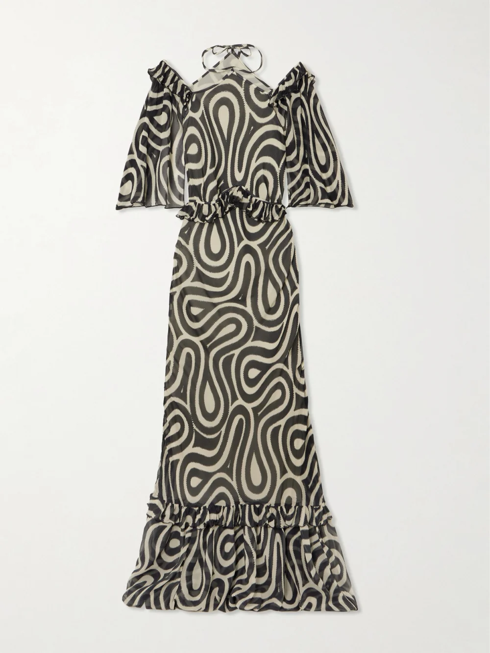 Bode Comber Ruffled Printed Silk-chiffon Maxi Dress in multi