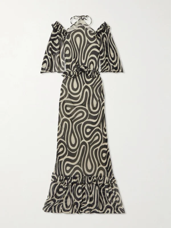 Bode Comber Ruffled Printed Silk-chiffon Maxi Dress