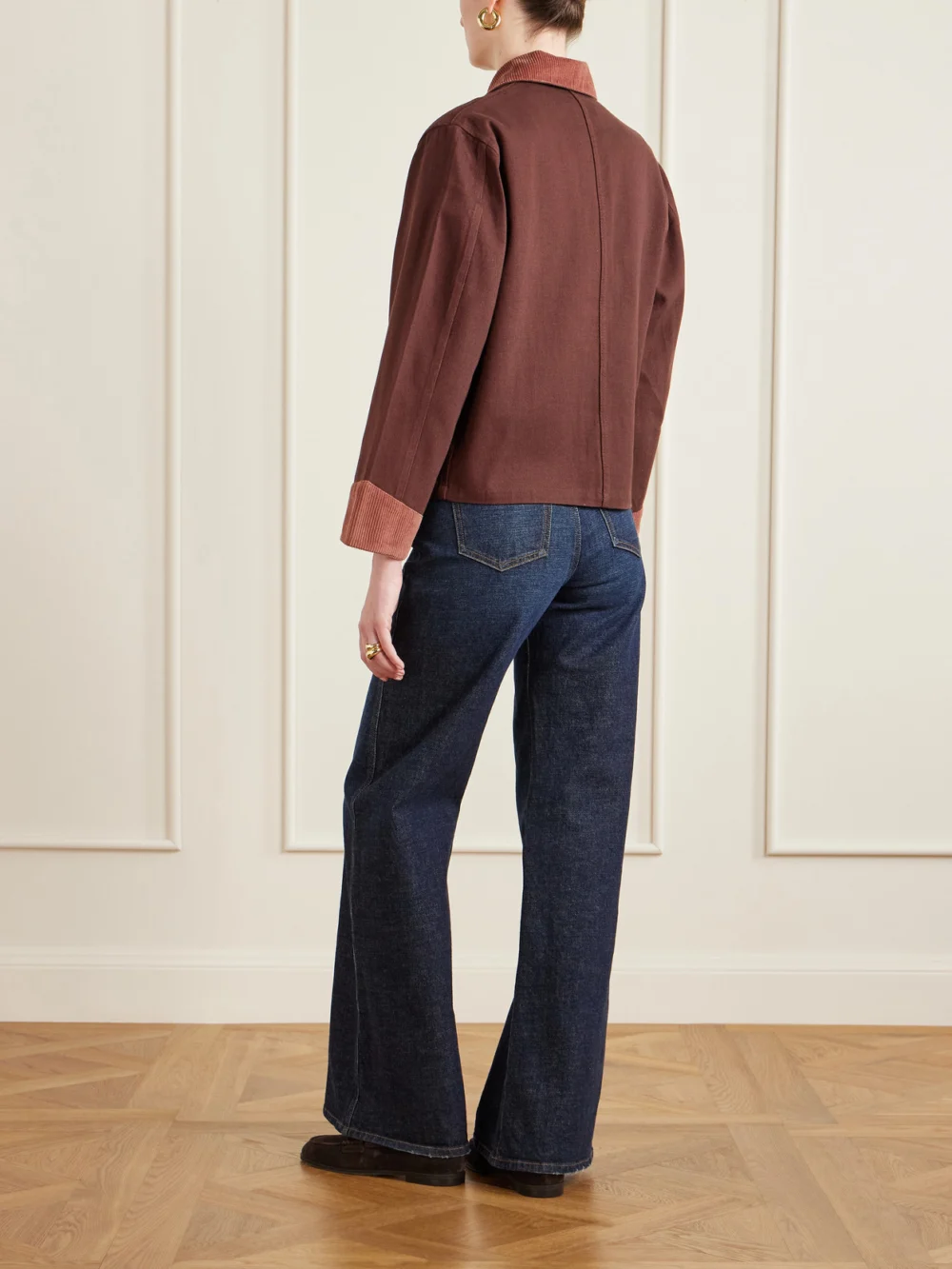 Back view of the Bode Corduroy-trimmed Cotton-twill Jacket