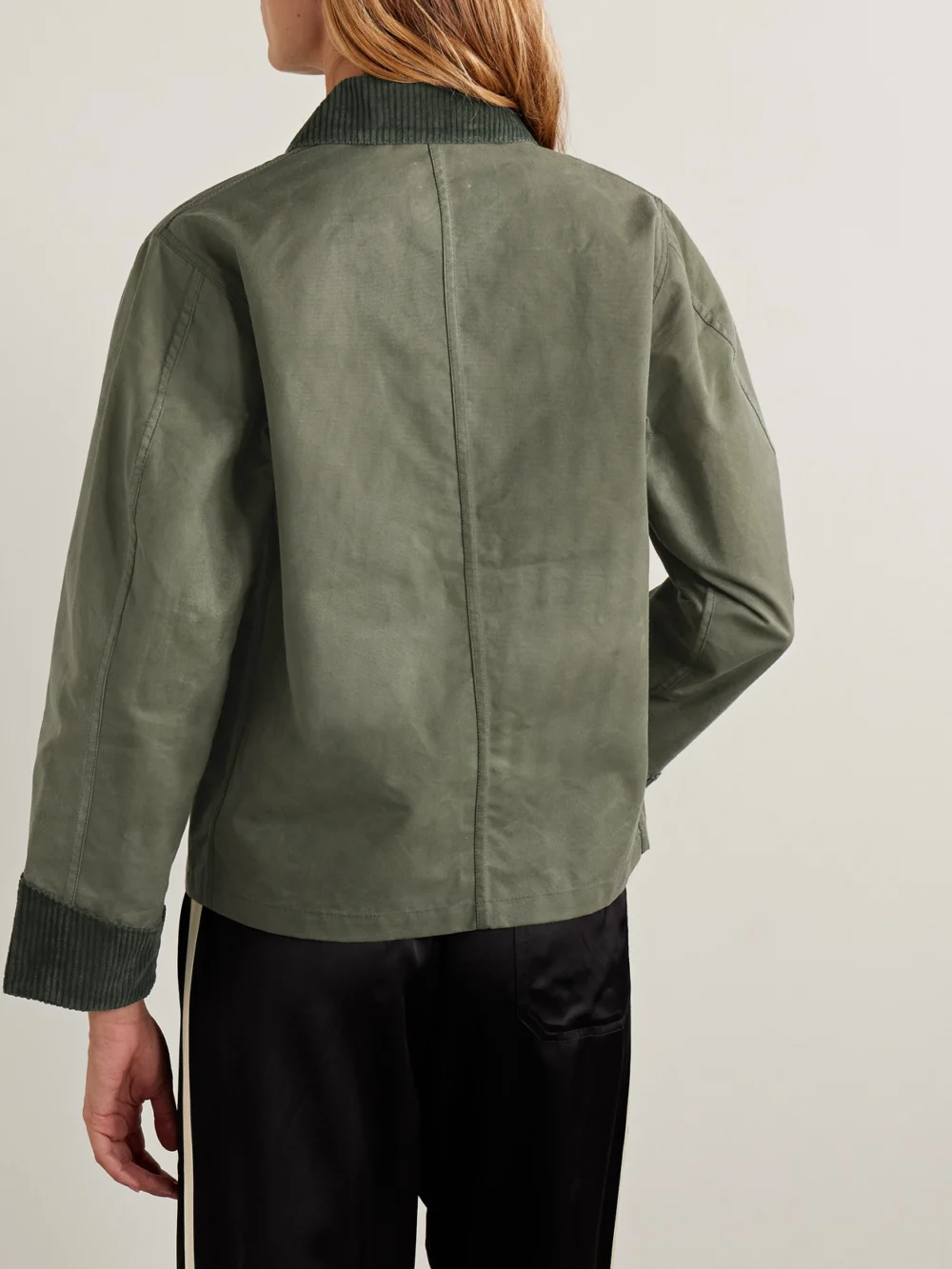 Back view of the Bode Corduroy-trimmed Waxed-cotton Jacket