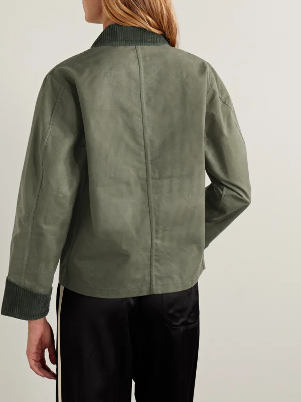 Back view of the Bode Corduroy-trimmed Waxed-cotton Jacket