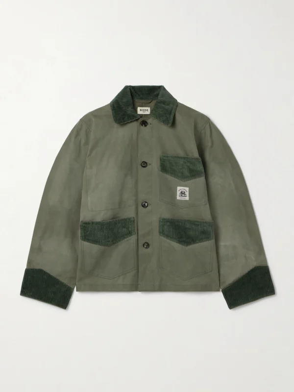 Bode Corduroy-trimmed Waxed-cotton Jacket