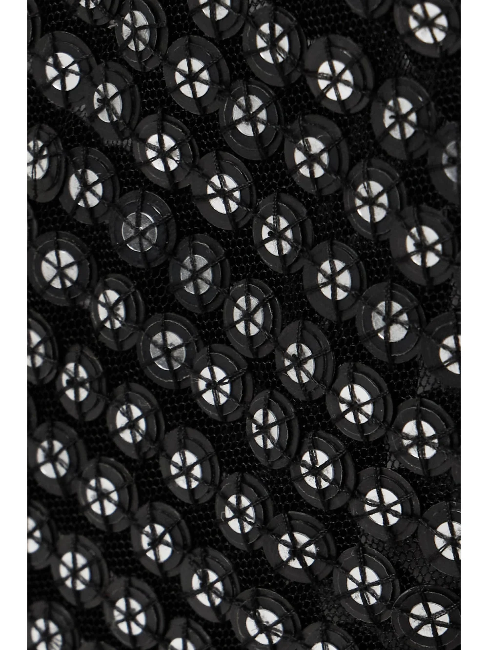 Close-up detail of the Bode Crescendo Open-back Sequined Mesh Midi Dress