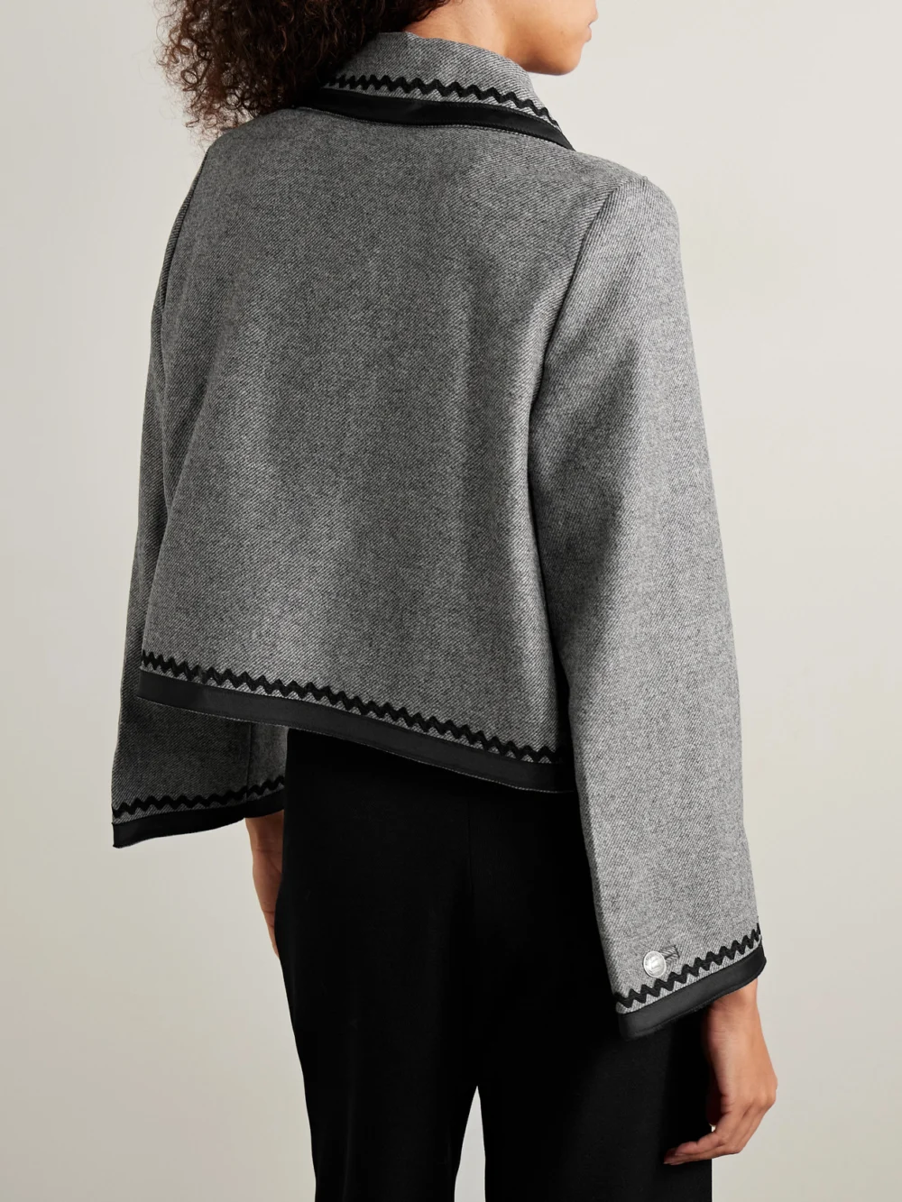 Back view of the Bode Dovecote Cropped Cotton Twill-trimmed Wool-twill Jacket