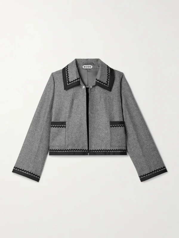 Bode Dovecote Cropped Cotton Twill-trimmed Wool-twill Jacket