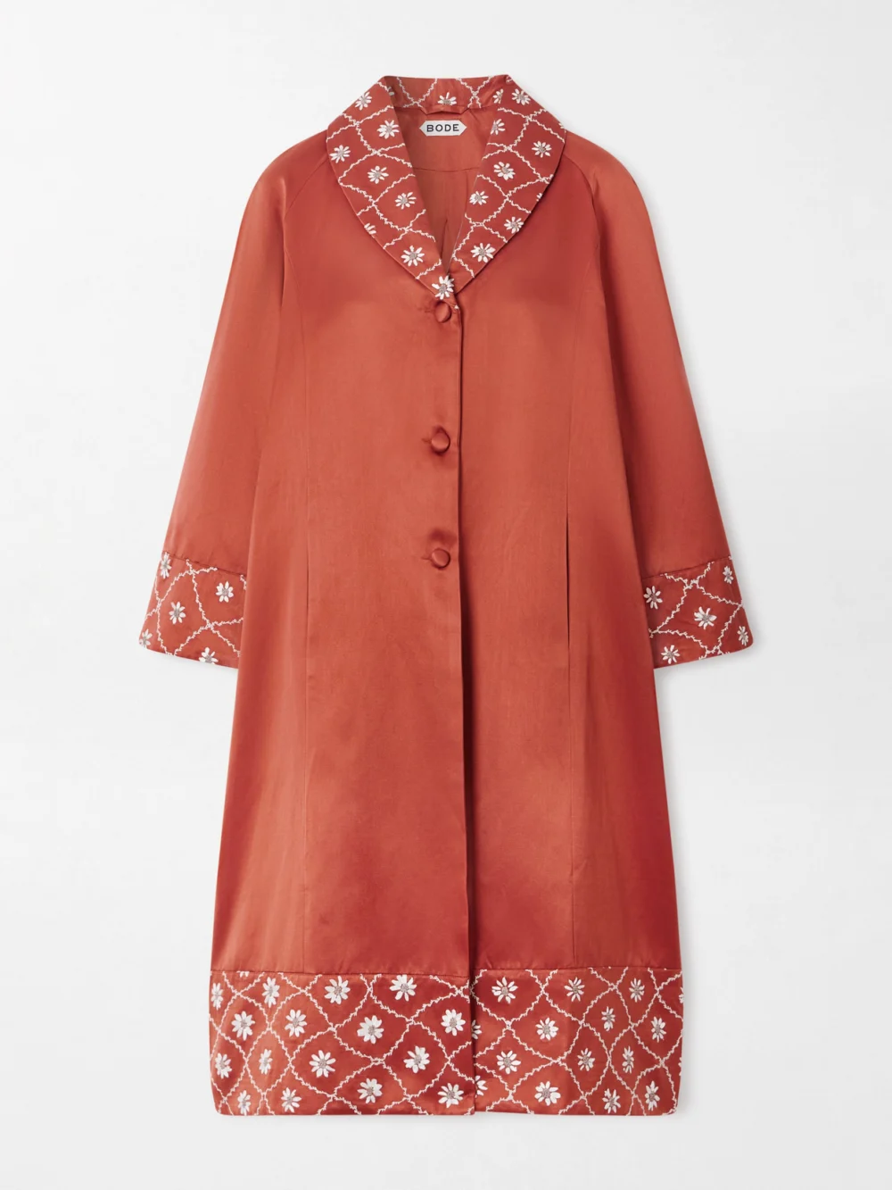 Bode Embroidered Cotton and Silk-blend Coat in orange