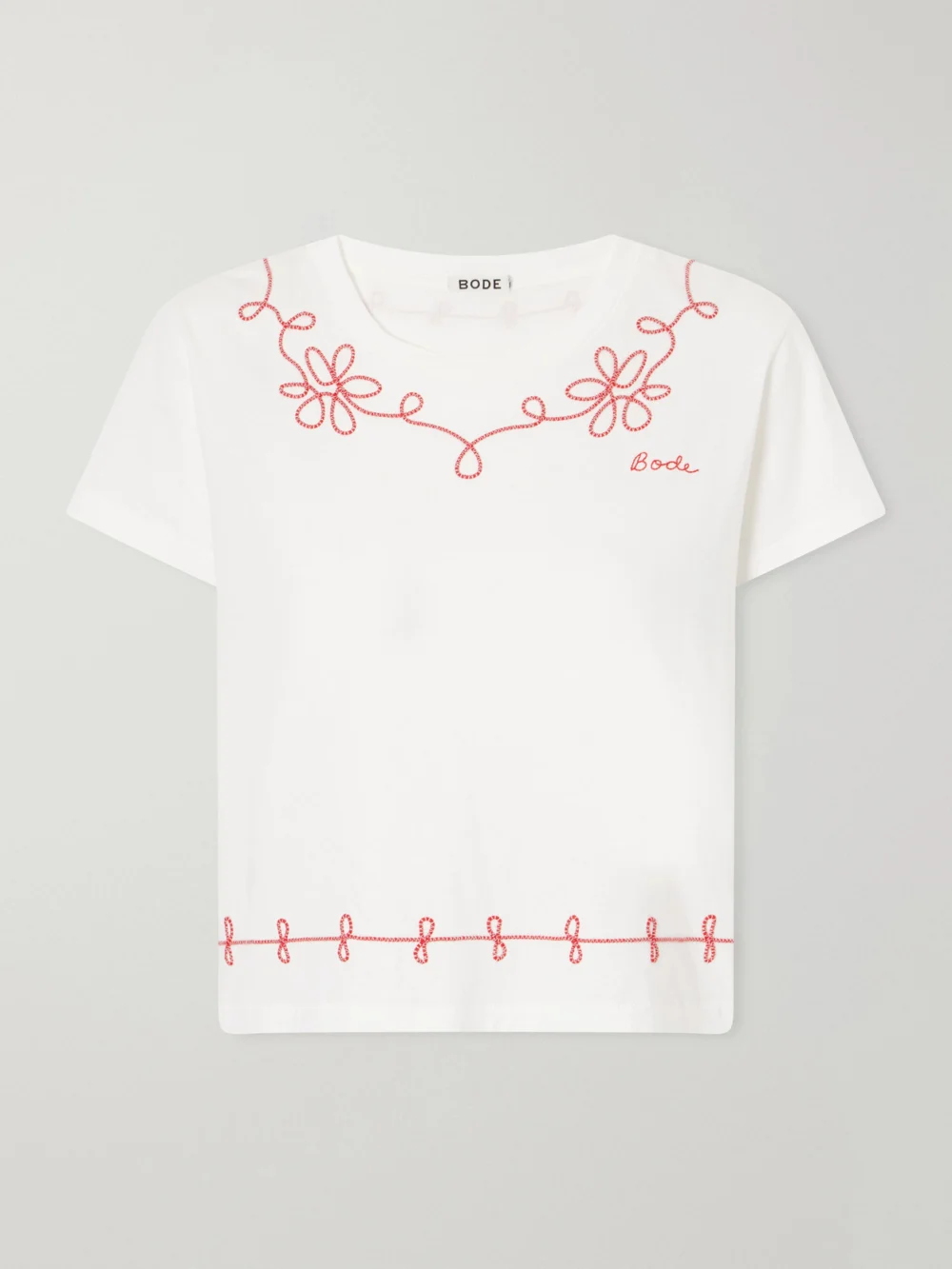 Bode Lasso Embroidered Cotton-jersey T-shirt in white