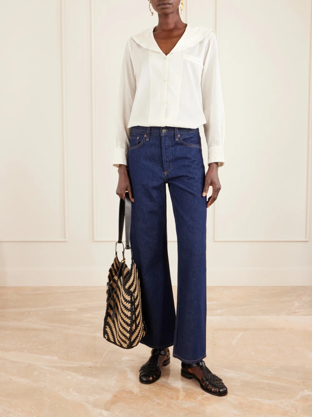 Bode Marina Cotton-voile Shirt, worn by a model