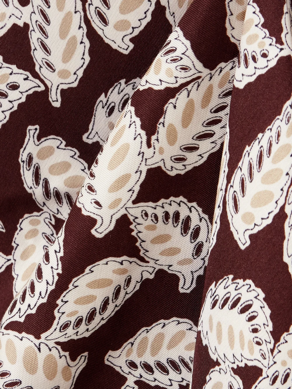 Close-up detail of the Bode Paper Birch Printed Twill Maxi Dress
