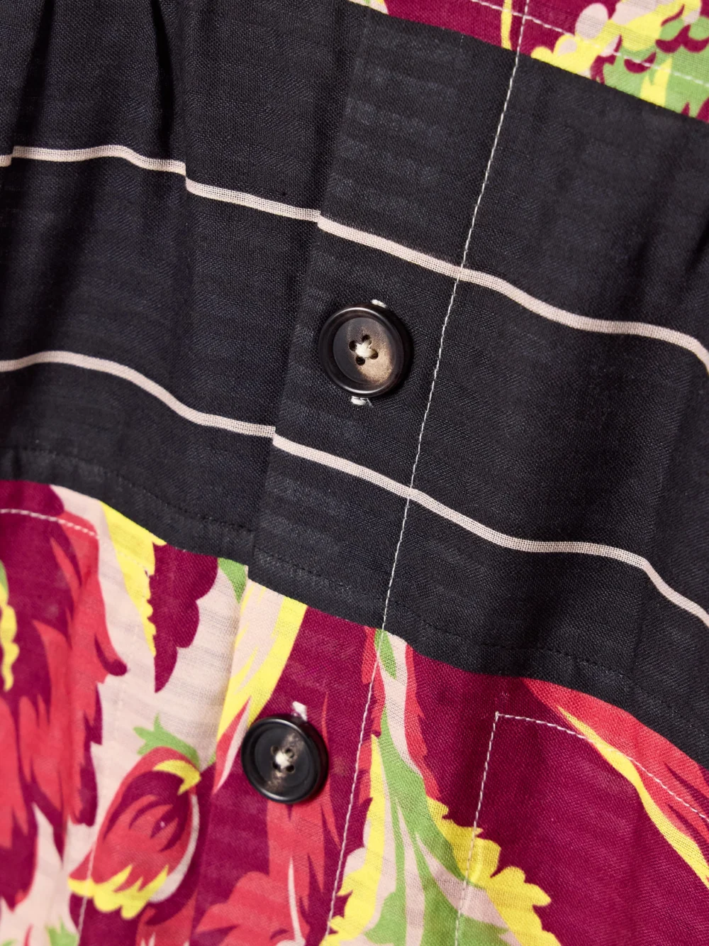 Close-up detail of the Bode Printed Cotton-jacquard Mini Shirt Dress