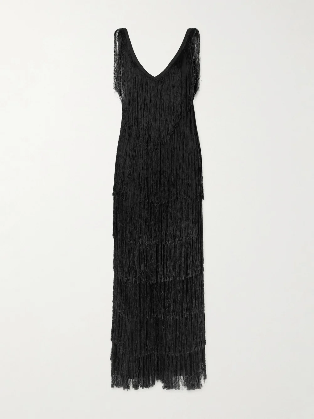 Bode Sweeper Fringed Silk Jumpsuit in black