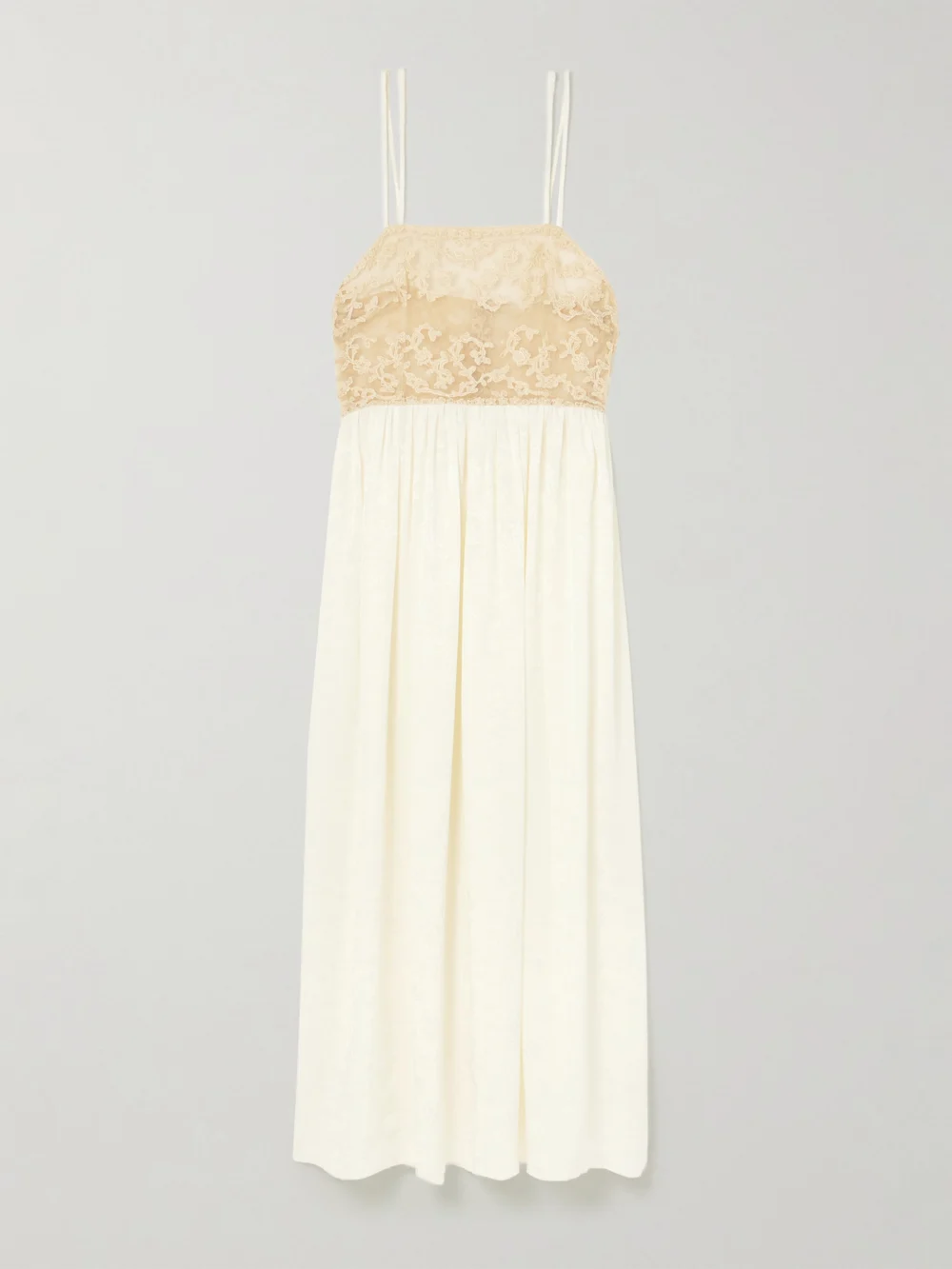 Bode Trousseau Lace and Silk-jacquard Maxi Dress in cream