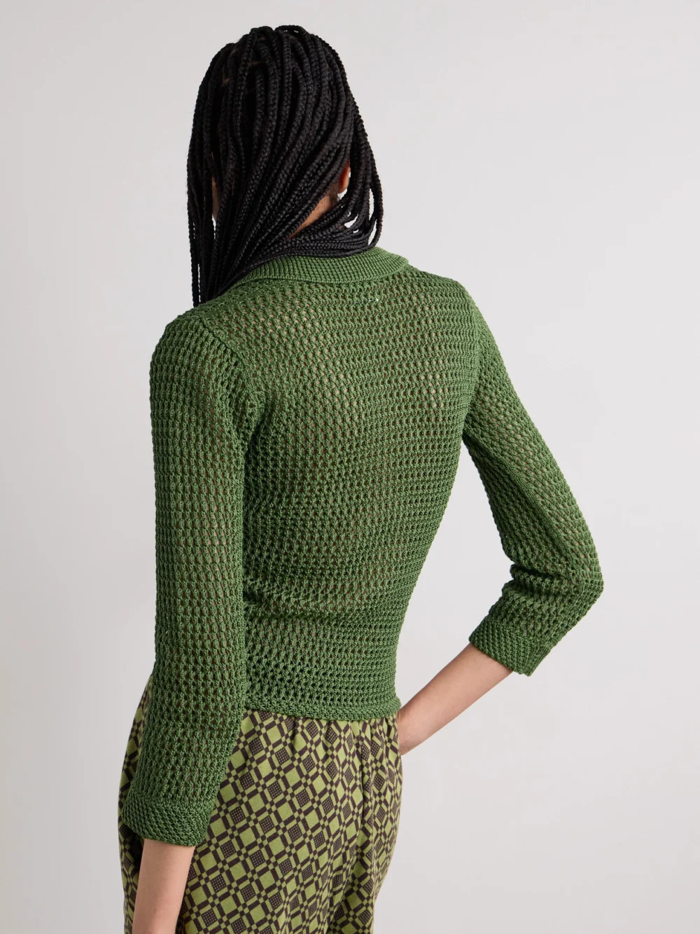 Back view of the Bode Willows Crocheted Cotton Polo Shirt