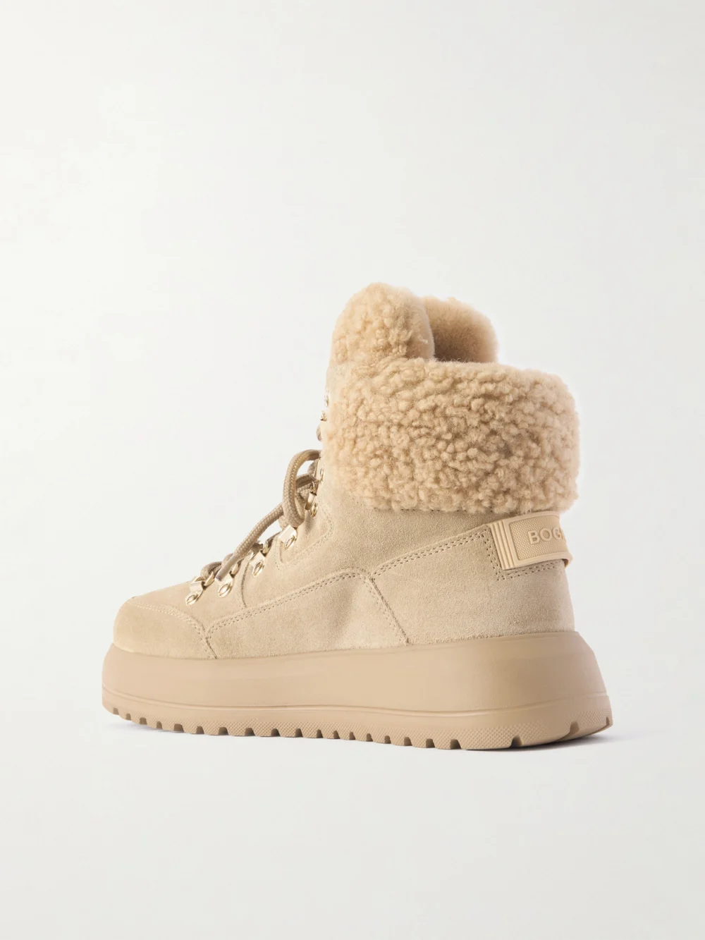 Back view of the Bogner Antwerp Shearling-lined Suede Ankle Boots