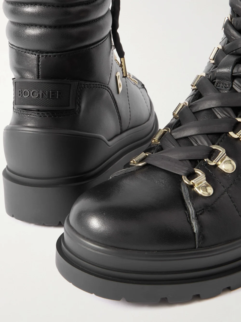 Close-up detail of the Bogner St. Moritz 14 Shearling-lined Leather Ankle Boots