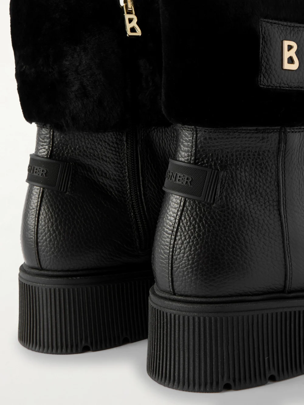 Close-up detail of the Bogner Turin 6 Shearling-trimmed Textured-leather Ankle Boots