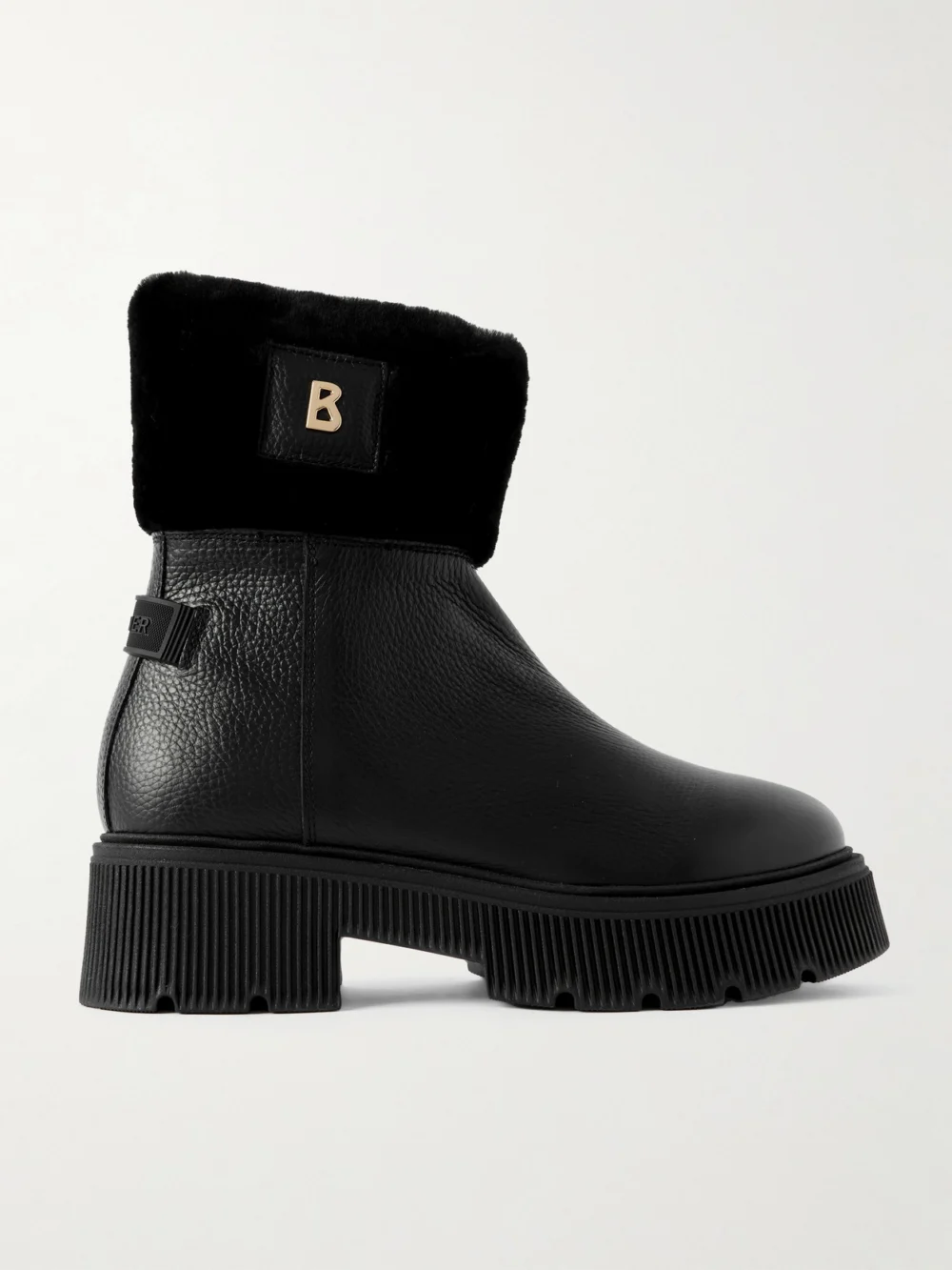 Bogner Turin 6 Shearling-trimmed Textured-leather Ankle Boots in black