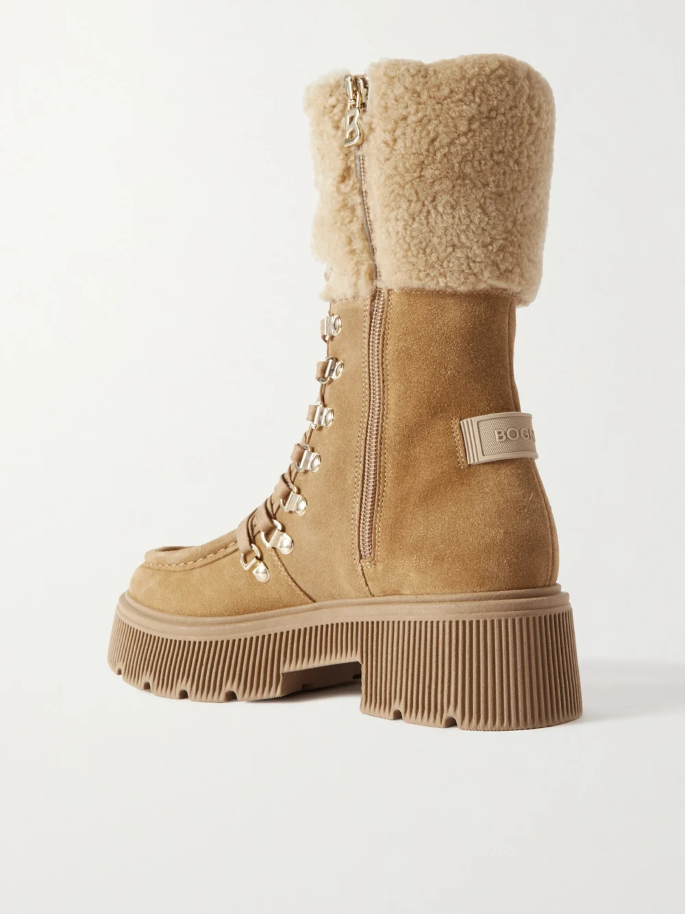 Back view of the Bogner Turin Shearling-trimmed Suede Boots