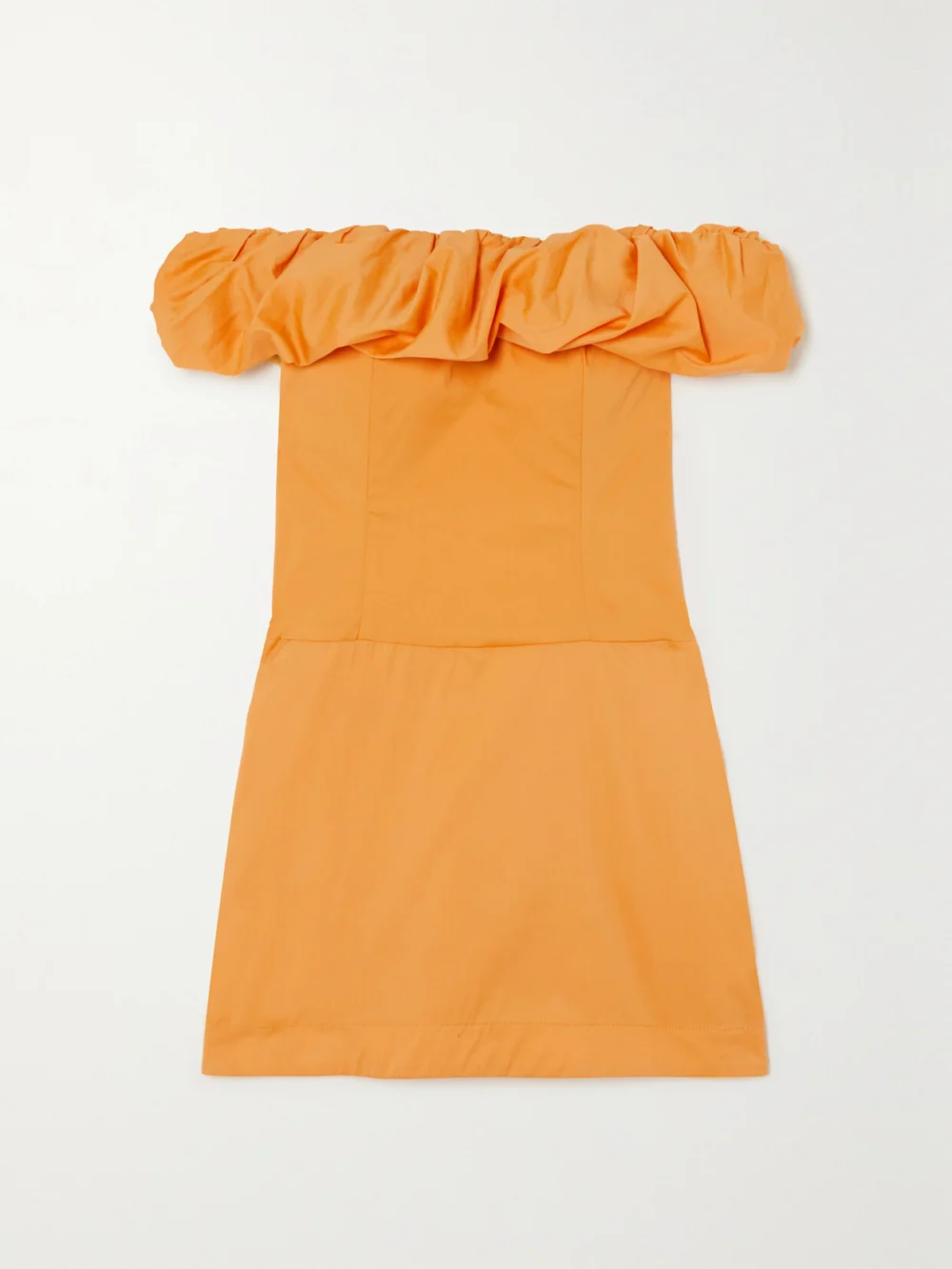 Bondi Born Madeira Off-the-shoulder Organic Cotton-blend Poplin Mini Dress in marigold