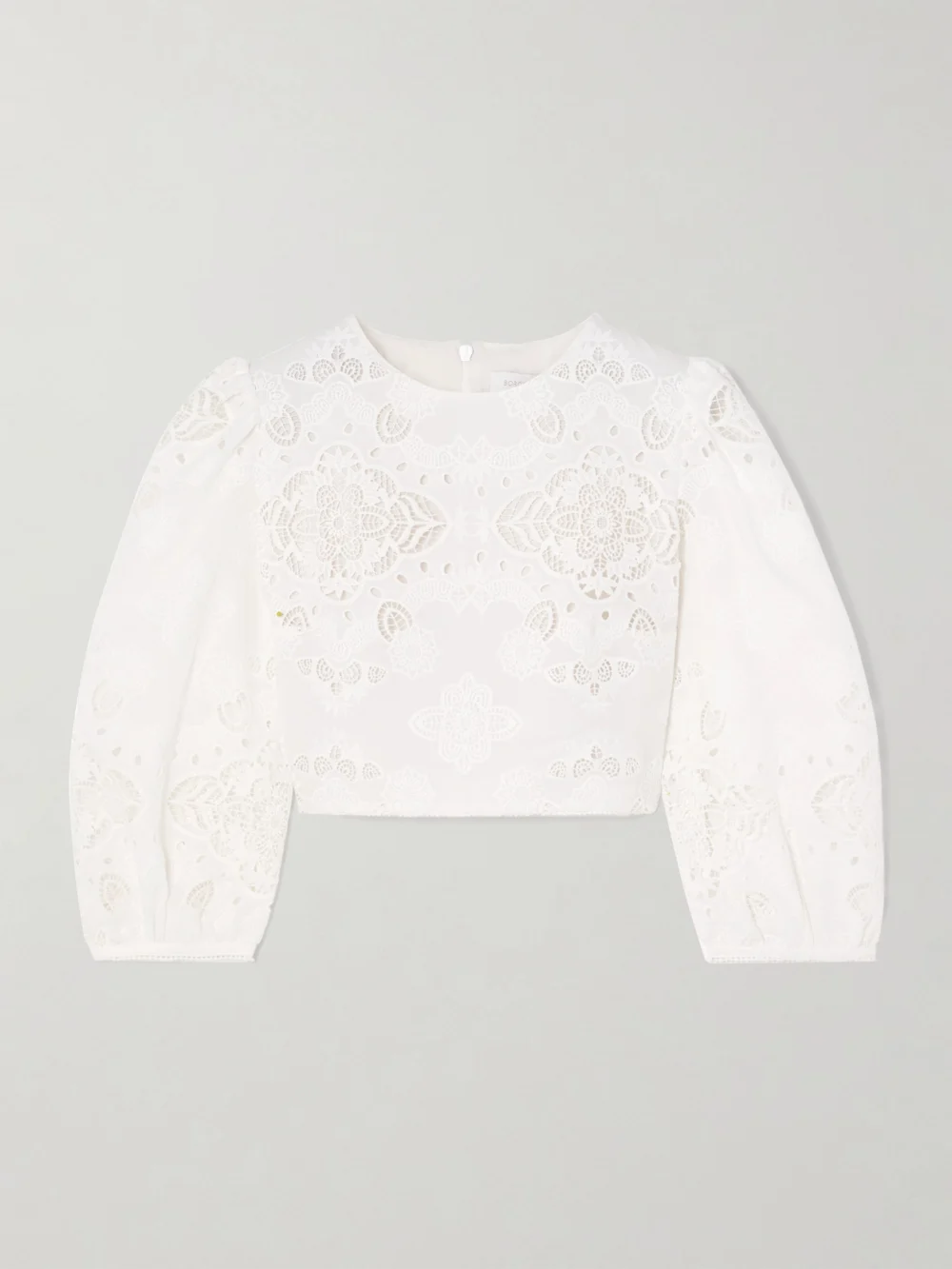 Borgo de Nor Alfie Cropped Broderie Anglaise Poplin Top in white