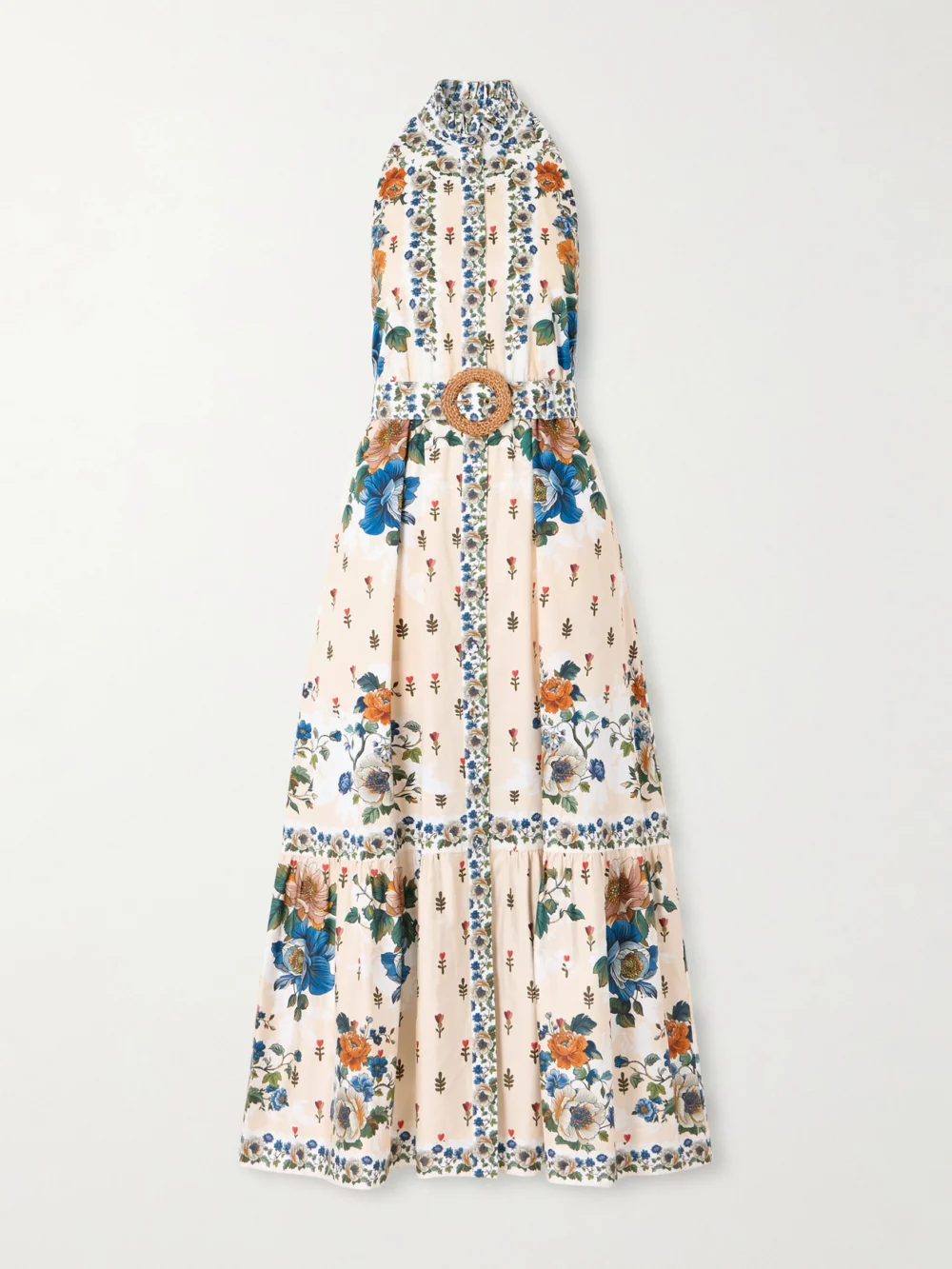 Borgo de Nor Biba Tiered Floral-print Cotton-poplin Maxi Dress in cream