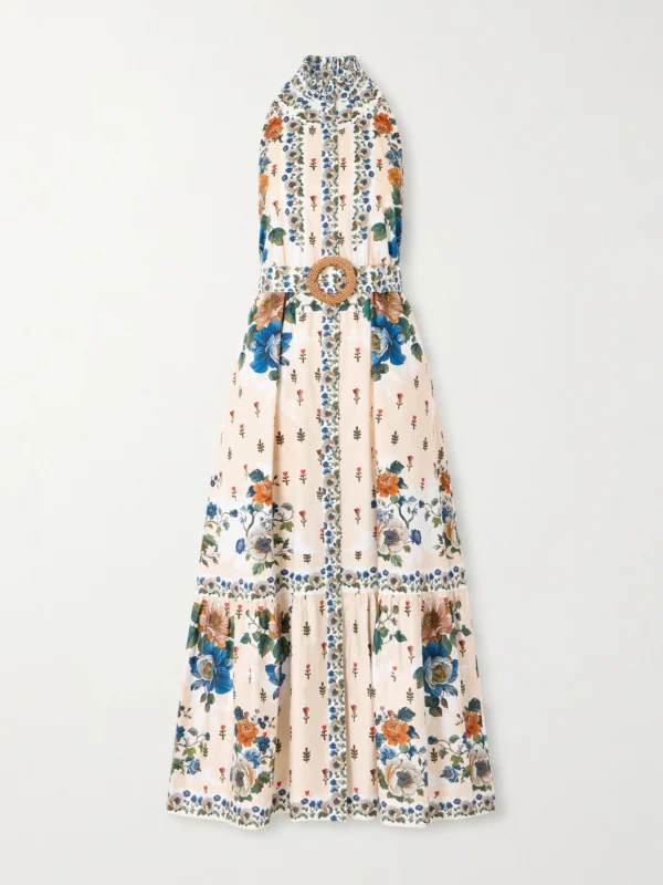 Borgo de Nor Biba Tiered Floral-print Cotton-poplin Maxi Dress