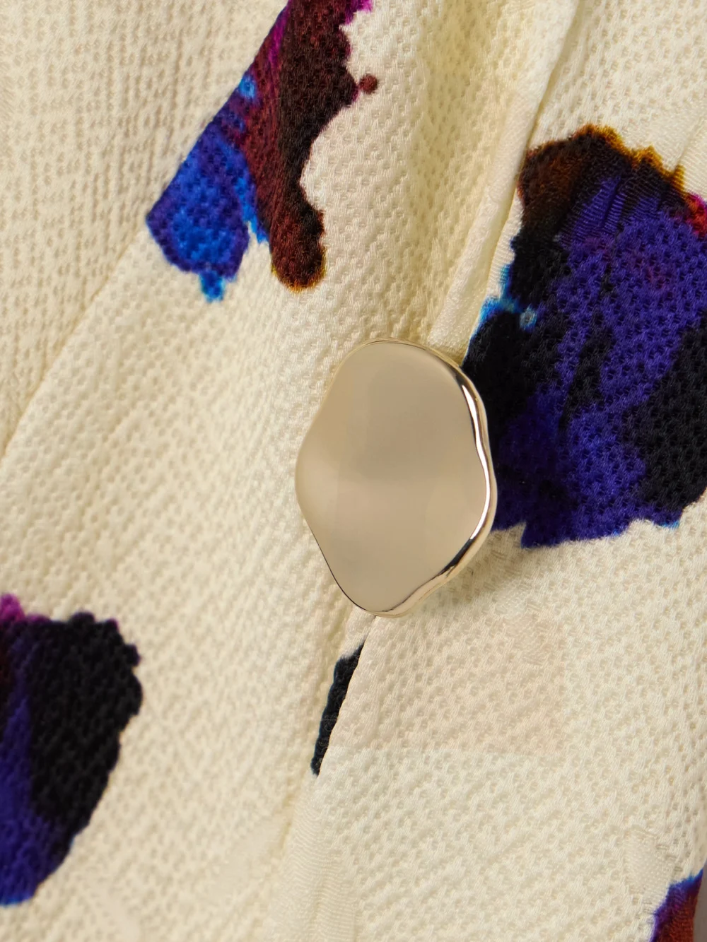 Close-up detail of the Borgo de Nor Brunetta Embellished Floral-print Cotton-blend Brocade Maxi Dress