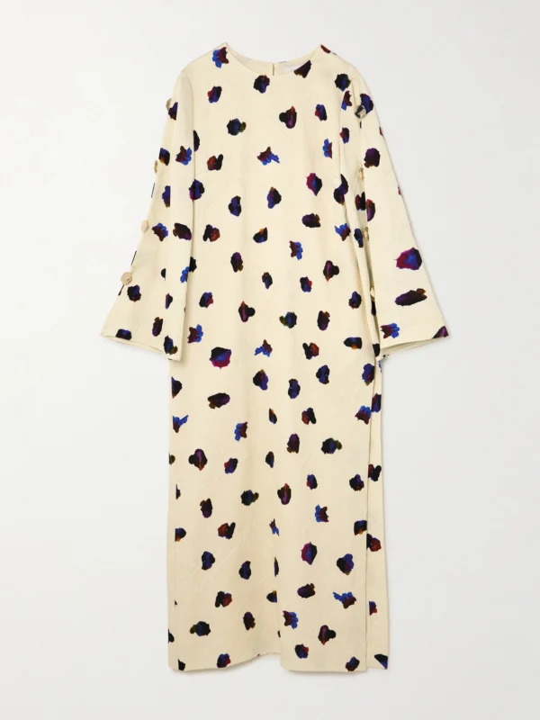 Borgo de Nor Brunetta Embellished Floral-print Cotton-blend Brocade Maxi Dress