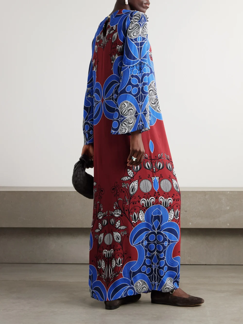 Back view of the Borgo de Nor Capucine Printed Crepe Maxi Dress