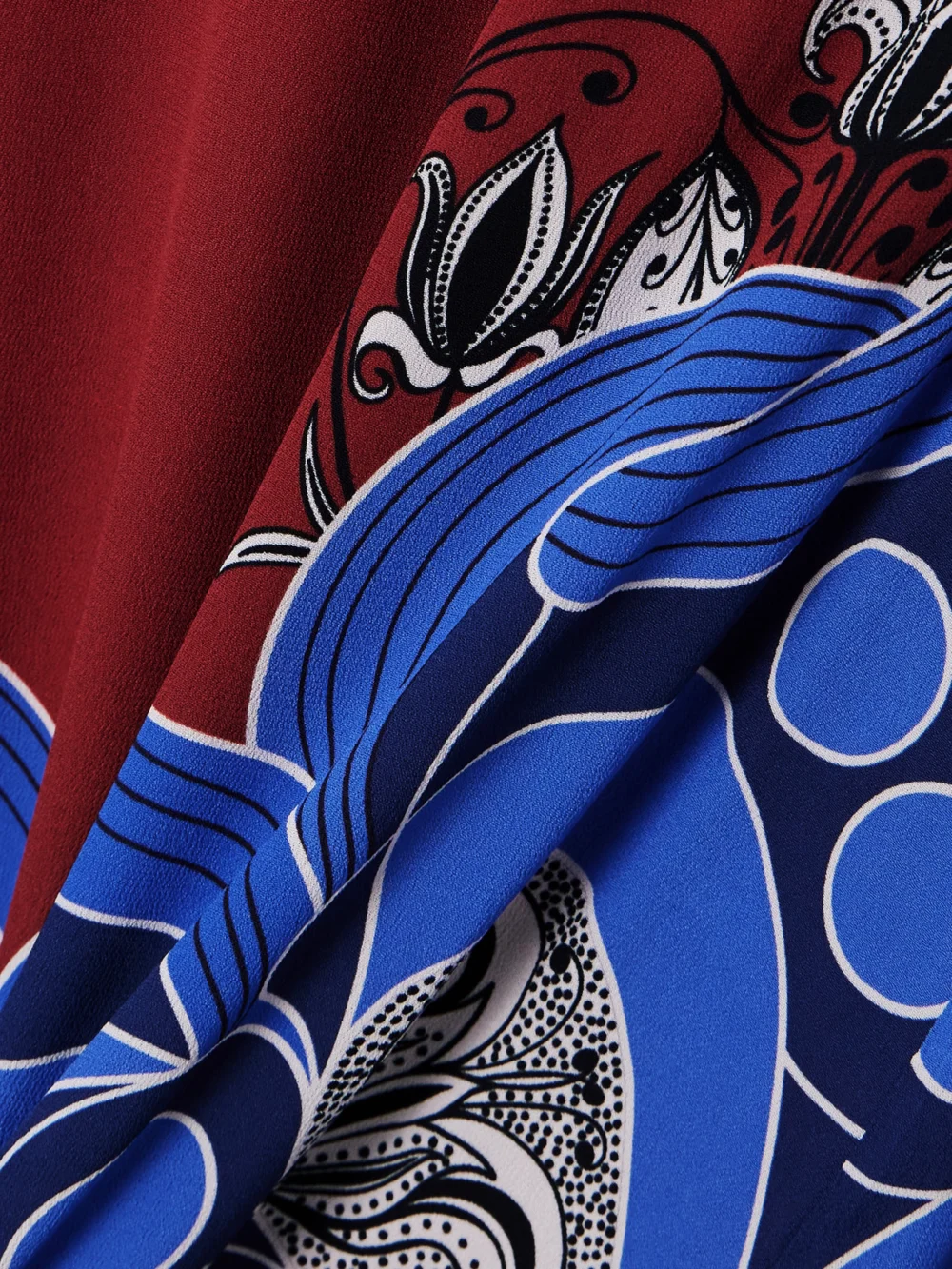 Close-up detail of the Borgo de Nor Capucine Printed Crepe Maxi Dress