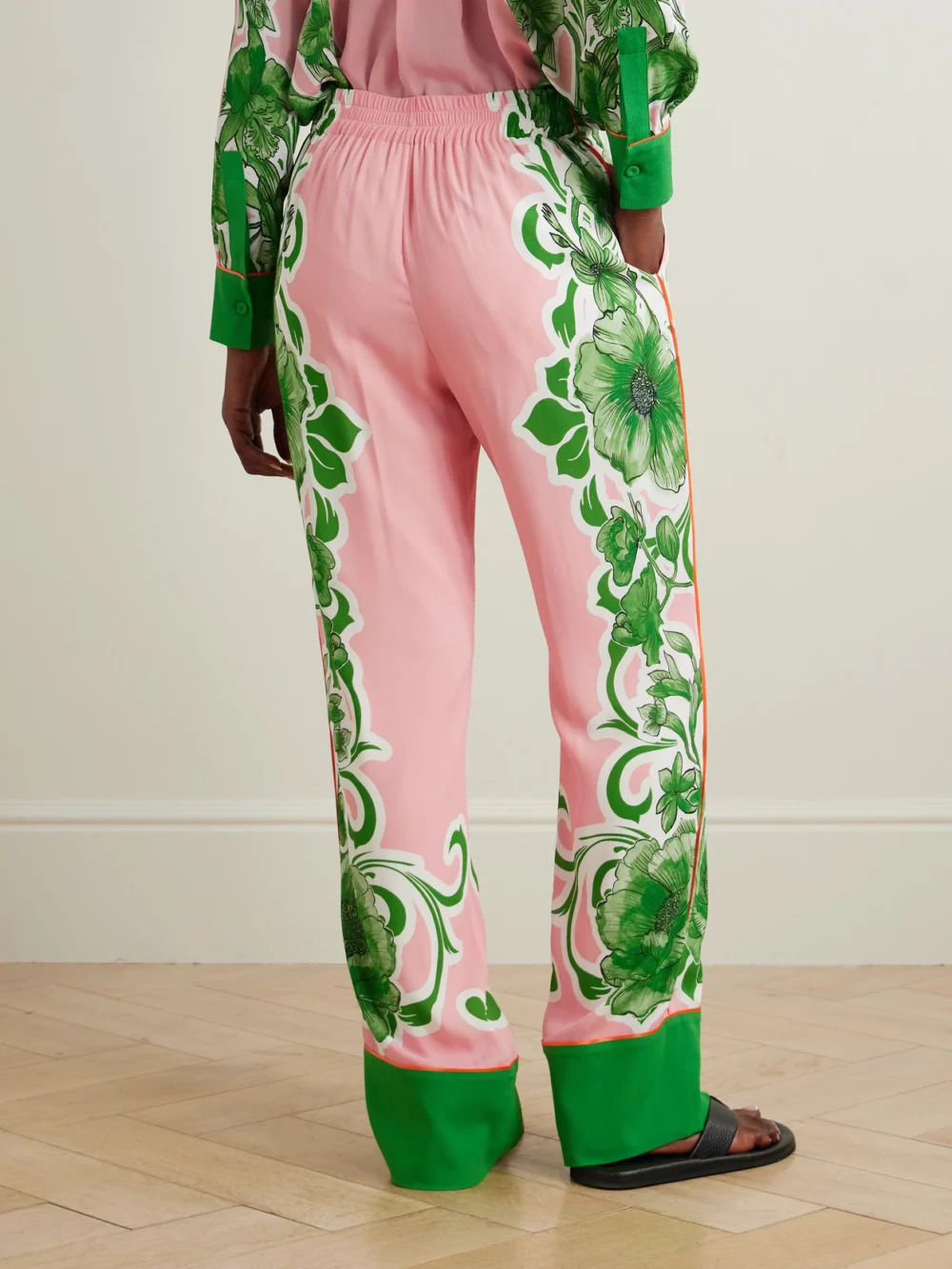 Back view of the Borgo de Nor Havana Floral-print Crepe Straight-leg Pants