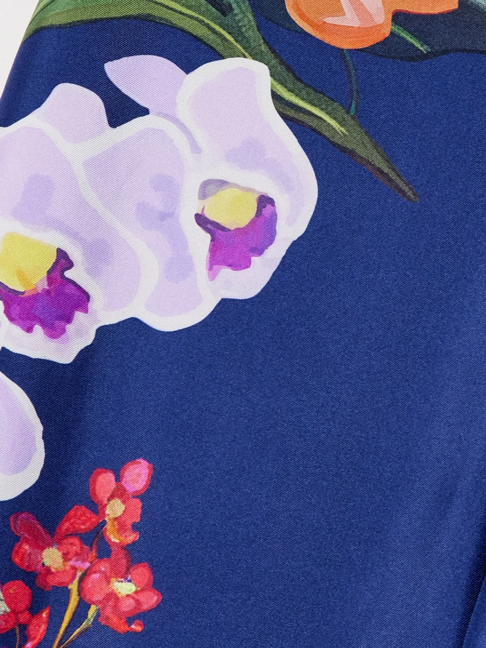 Close-up detail of the Borgo de Nor Havana Floral-print Silk-twill Wide-leg Pants