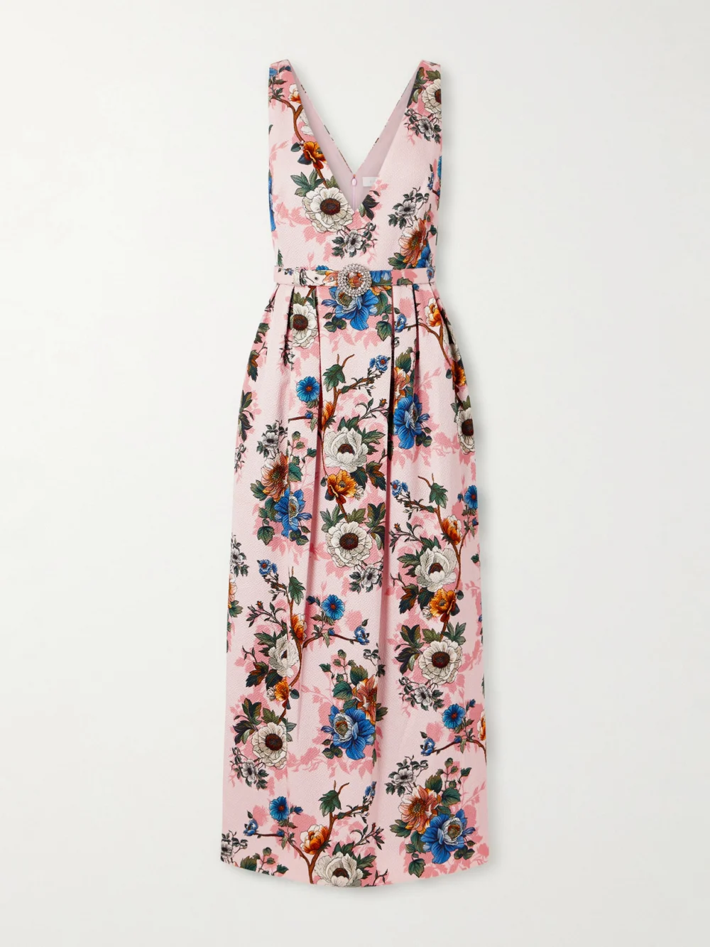 Borgo de Nor Jules Floral-print Cotton-blend Cloqué Midi Dress in pink
